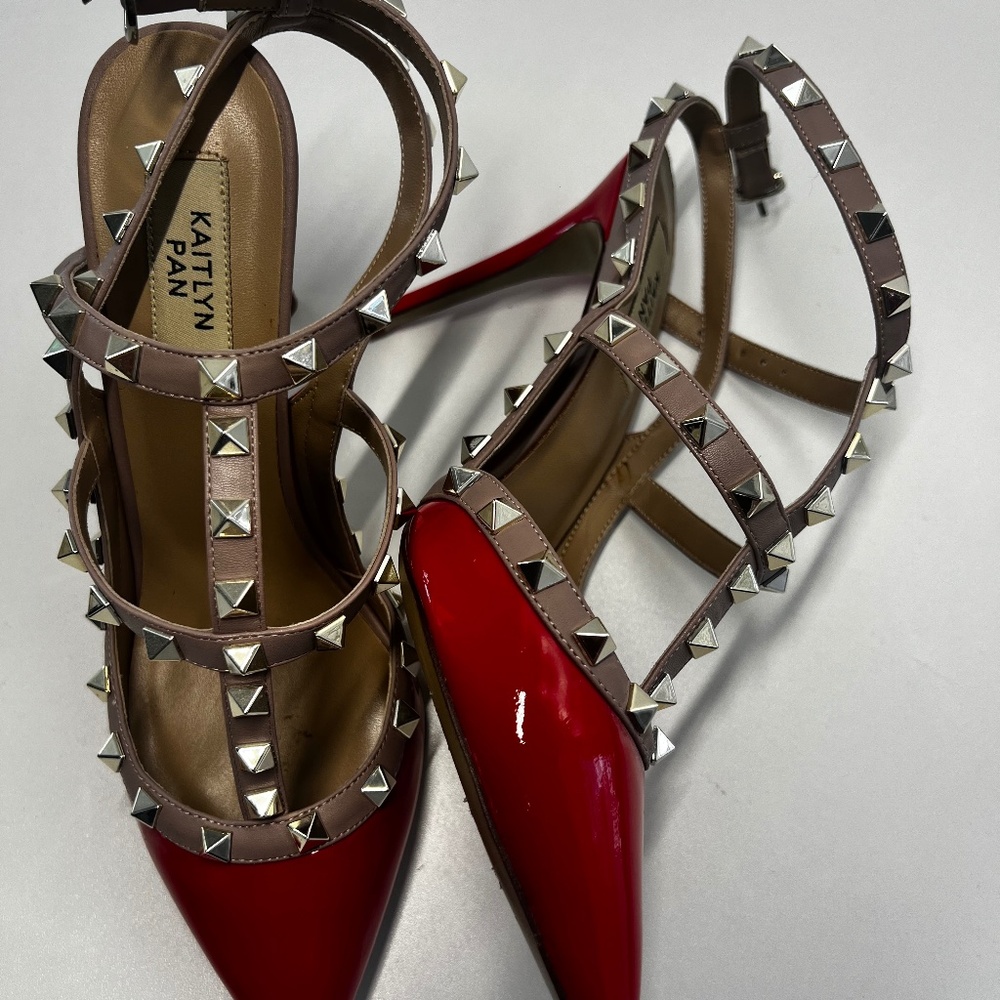 Kaitlyn Pan  heels red rock stud - Picture 2 of 3